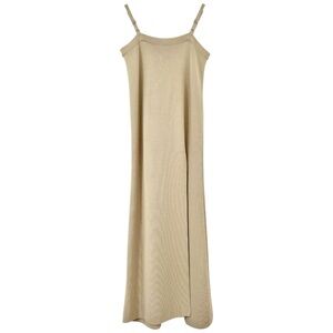 NWT Aya Muse Gray Brown Adjustable Strap High Slit Knit Midi Dress sz XS